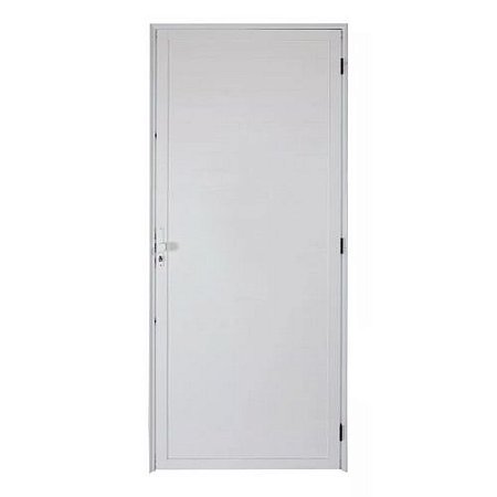 Porta  Alumínio Branco Lambril 210X80Cm Direita Esquadromil