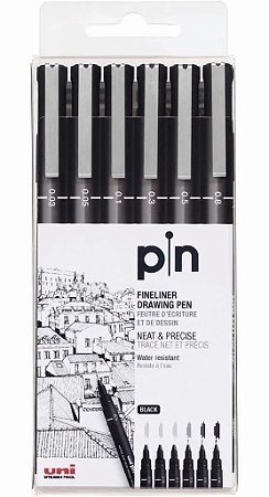 ESTOJO PIN-200 UNI PIN PRETA COM 6 UN