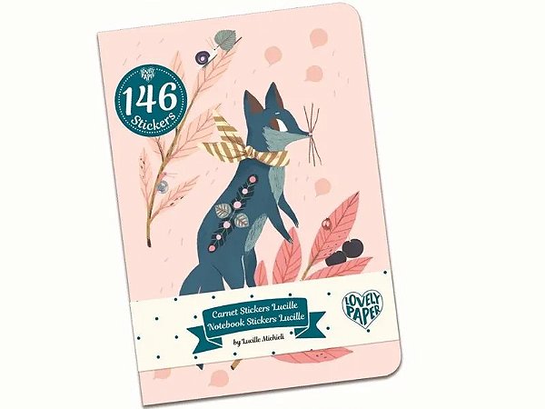 CADERNO COM ADESIVOS LUCILLE