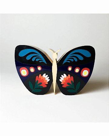 ESCULTURA DE MADEIRA BORBOLETA KAROL