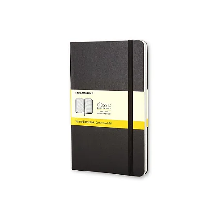 CADERNO MOLESKINE PRETO CAPA DURA QUADRICULADO