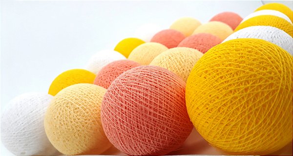 CORDAO DE LUZ BOLINHA LED AMARELO E ROSE
