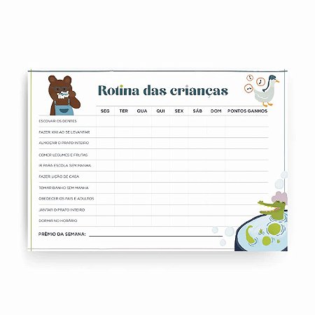 BLOCO COM IMA ROTINA DAS CRIANCAS/ANIMAIS 21X30