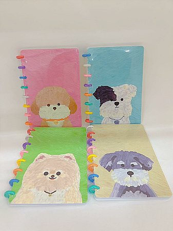 CADERNO DE DISCO A5 ESTAMPA CACHORRO