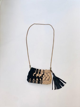 BOLSA MACRAME CRU/PRETO