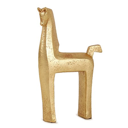 ESCULTURA CAVALO EM POLIRRESINA DOURADA 24CM