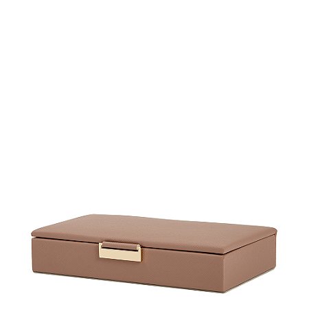 CAIXA EM MDF COM REVESTIMENTO EM PU MARROM 20CM
