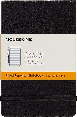 CADERNO BOLSO REPORTER PRETO CAPA DURA PAUTADO