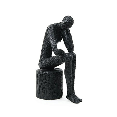 ESCULTURA PENSADOR RESINA 22X14X14CM PRATEADO