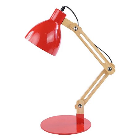 LUMINARIA DE MESA ARTICULADA METAL 57X18X43CM VERMELHO