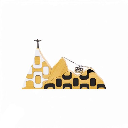 ESCULTURA DE MADEIRA RIO PAISAGEM IPANEMA BRANCO E PRETO MINI