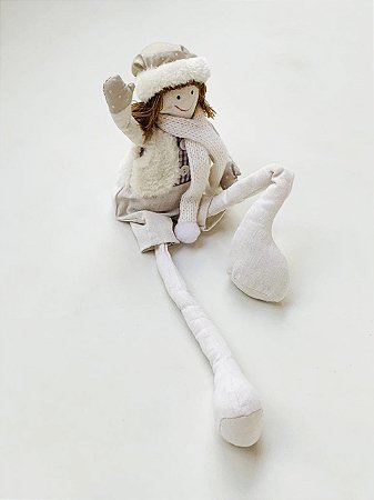 BONECO SENTADO BRANCO 45CM NATAL
