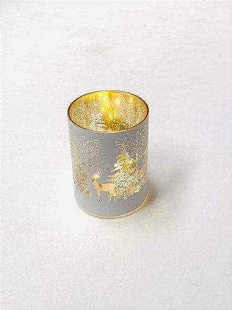 POTE DECORATIVO FLORESTA C LED 10CM NATAL