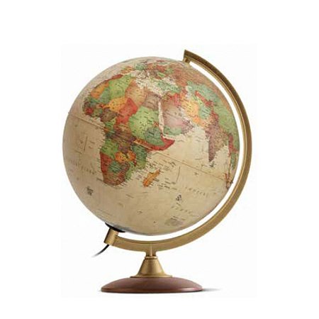 GLOBO 30CM COLOMBO CREATION ANTIGO COM LUZ BASE MADEIRA