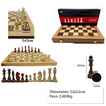 JOGO XADREZ PROFISSIONAL 32 PCS EM MADEIRA 52X52