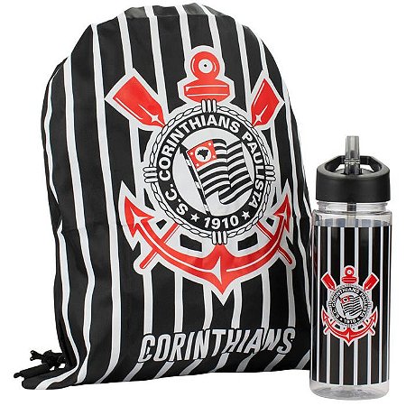 GARRAFA DE PLASTICO 450ML C/MOCHILA CORINTHIANS