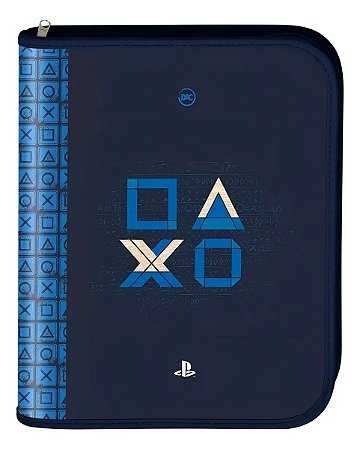 CADERNO FICHARIO ARG PLAYSTATION AZUL C 48 FOLHA