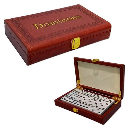 JOGO DE DOMINO NA MALETA COM 28 PEDRAS EM MELAMINA 5X2X1