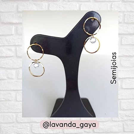 Brinco Argolas com Zircônias Folheado à Ouro 18K