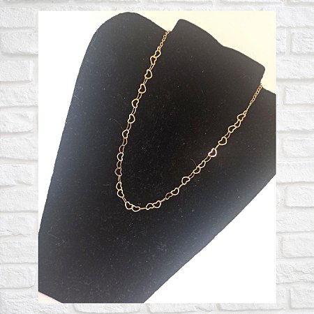 Colar Choker Corações Folheado à 18 K