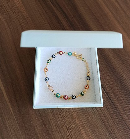 Pulseira Olho Grego Folheada à Ouro 18K