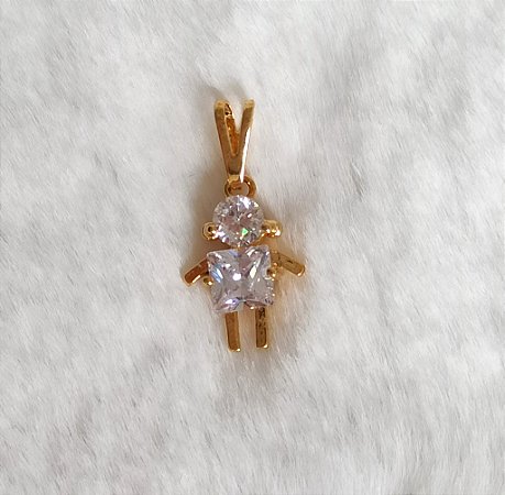 Pingente Filha com Zircônias Folheado à Ouro 18K
