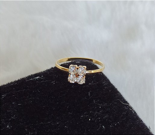 Anel de Falange com Strass Folheado à Ouro 18K