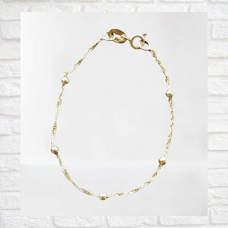 Pulseira para Bebê com Bolinhas Folheada à Ouro 18K