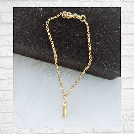 Pulseira para Bebê com Figa Unissex Folheada à Ouro 18K