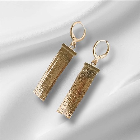 Brinco Longo de Franjas Folheado à Ouro 18K