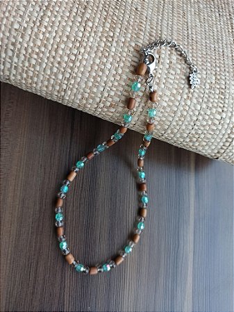 Colar Choker com Sementes de Açaí e Cristais