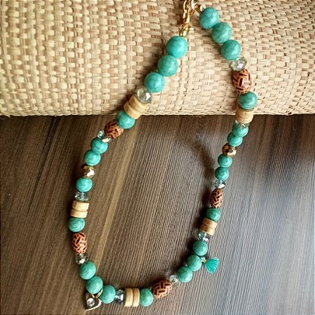 Colar Boho Étnico Turquesa