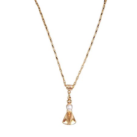 Colar de Corrente Dourada Pingente Nossa Senhora Aparecida com Pérola