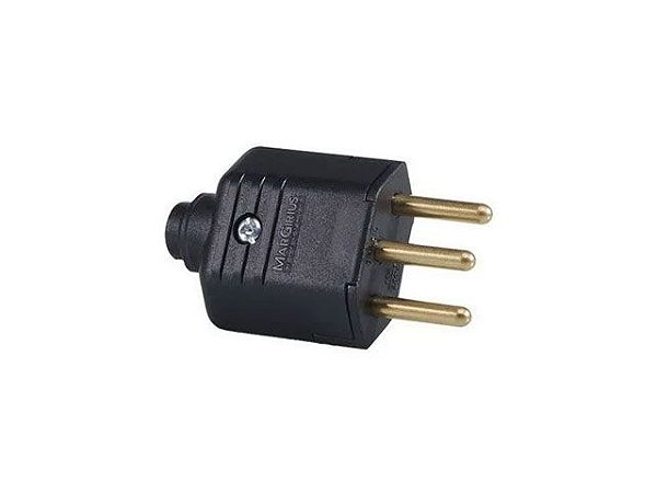Plugue desmontável  2P+T 10A 180G - Preto