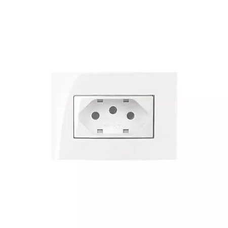 Tomada 2P+T 10A 250V -  Para Movel  - 70X70 -  Branco - Sleek