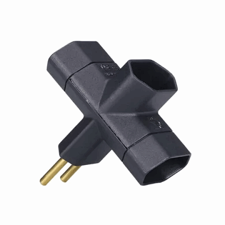 Adaptador 2P -  10 A  -  Benjamim - Cor preta