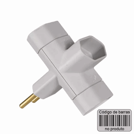 Adaptador 2P -  10 A  -  Benjamim - Cor Cinza