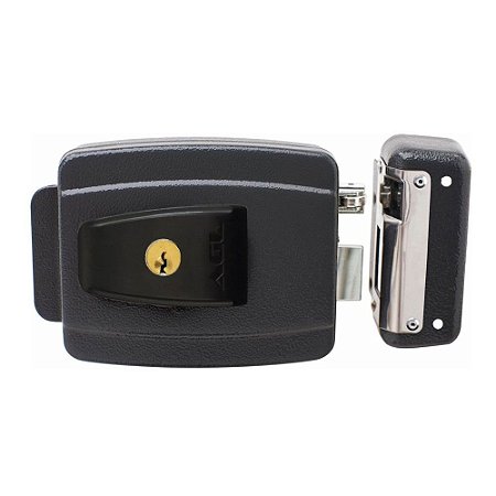 Fechadura  AGL -  AL100R - 12V Preta - 42MM Chave Simples - Furação Especial  - Reversível