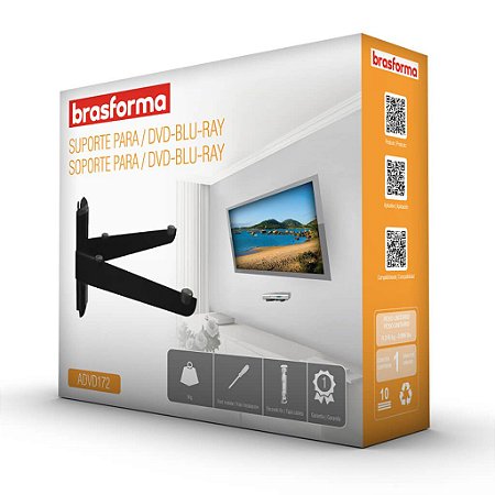 Suporte para DVD - Preto - Brasforma