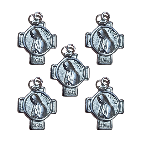 5 Pingentes Metal Medalha Nossa Senhora De Fátima Italy