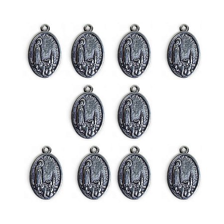 Kit 10 Medalhas Pingente Metal Lady Of Fatima Oval Santuário
