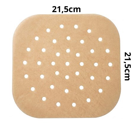 Papel Perfurado Descartável Quadrado para Air Fryer 21,5cm 100 unidades