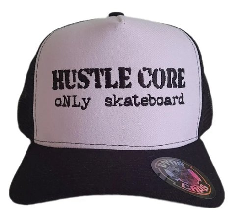 Boné trucker Hustle Core aba curva black/white