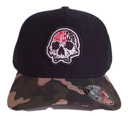 Boné trucker Hustle Core aba curva black/camouflaged