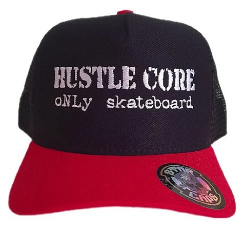 Boné trucker Hustle core aba curva black/red