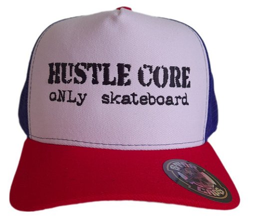 Boné trucker Hustle Core aba curva white/blue/red