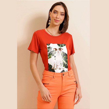 TSHIRT FEMININO MAMO 9031758 MARROM