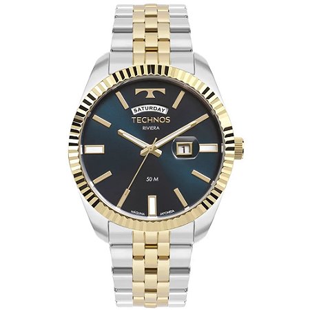 RELOGIO FEMININO TECHNOS 2350AM1A DOURADO/PTA