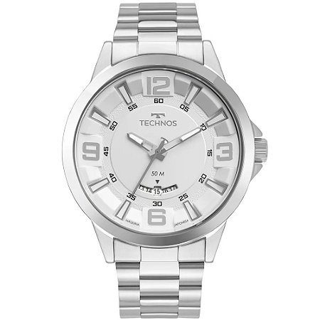 RELOGIO MASCULINO TECHNOS 2117LDI/1K PRATA