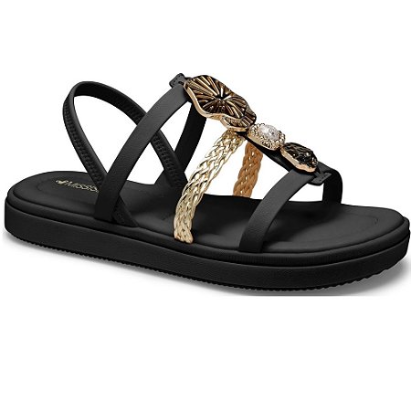 PAPETE FEMININO MISSISSIPI MC452 PRETO/DOURADO